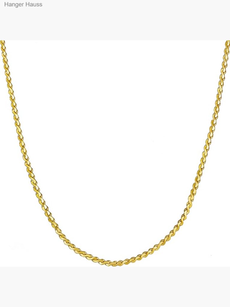 24k Gold Plated Serpentine Chain Necklace 18 Unisex